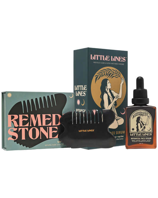Botanical Bakuchiol Face Serum and Gua Sha Remedy Stone Gift Set